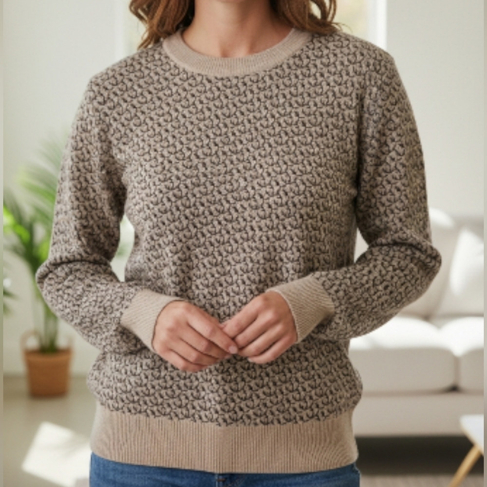 Ann Taylor Lightweight Tan Sweater M Preppy Minimalist 100% Cotton Old Money